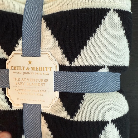 Pottery Barn Kids Black and Off-White Baby Blanket - Picture 3 of 4